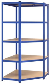Estante canto 5 prateleiras 2 pcs derivados de madeira/aço azul