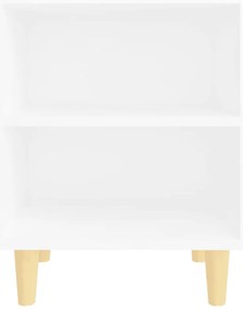 Mesas de cabeceira pernas madeira maciça 2pcs 40x30x50cm branco