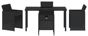 Conjunto de Jantar de Jardim vidaXL de 5 Peças com Almofadas Preto Rat