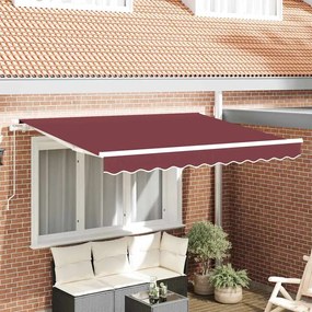 vidaXL Toldo Retrátil Manual Vermelho bordô e Branco