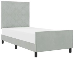 Cama vidaXL Cinza Claro 100x200 cm Veludo