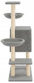 Árvore p/ gatos c/ postes arranhadores sisal 117 cm cinza-claro