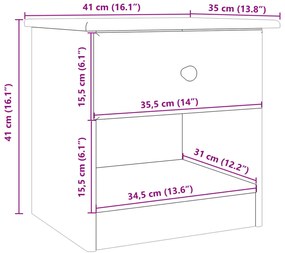Mesa de cabeceira ALTA 41x35x41 cm pinho maciço branco