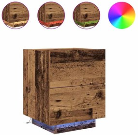 Cômodas vidaXL com Luzes LED 2 pcs Madeira Antiga 45x40x55 cm