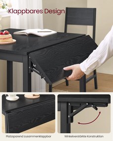 Mesa de jantar para 2-4 pessoas extensivel (CADEIRAS NÃO INCLUIDAS) 78 x 120 x 76,2 cm preto