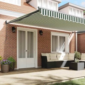 Toldo retrátil manual Verde e Branco 500x300 cm
