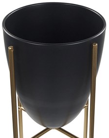 Vaso para plantas com pernas de metal preto e dourado 16 x 16 x 41 cm LEFKI Beliani