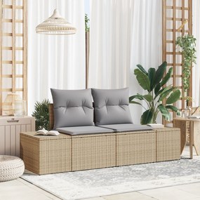 vidaXL Sofá de Jardim 2 Lugares com Almofadas Bege Rattan Sintético