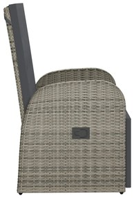 Cadeiras de jardim reclináveis c/ almofadões 2pcs vime PE cinza