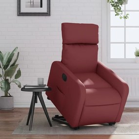 Poltrona reclin. elevatória elétrica couro artif vermelho-tinto