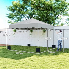 Tenda Dobrável Pop UP Tenda 3x3 m Tenda para Eventos com 4 x Sacos de areia e com Proteção UV50+ Altura Ajustável e Bolsa de Transporte Branco