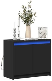 vidaXL Aparador c/ luzes LED 72x34x61 cm derivados de madeira preto