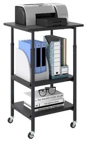 Suporte de impressora ajustável em altura, carrinho de impressora de 3 níveis com rodas de travamento para impressora 3D, scanner, fax, branco