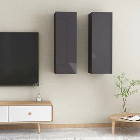 vidaXL Móveis de TV 2 pcs derivados de madeira cinza brilhante