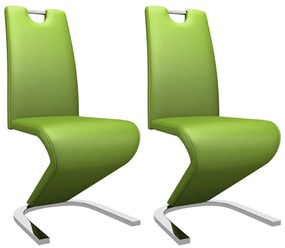 vidaXL Cadeiras de jantar ziguezague 2 pcs couro artificial verde