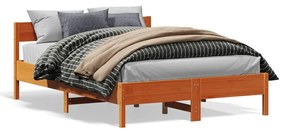 vidaXL Cama sem colchão 140x200 cm madeira pinho maciça castanho-mel