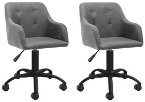 vidaXL Cadeiras de jantar giratórias 2 pcs tecido cinzento-claro