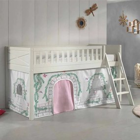 Conjunto cama alta Infantil SCOTT + cortina de brincar BIRDY Branca
