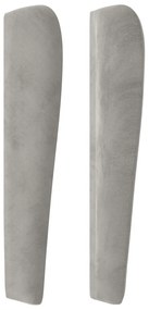 Cabeceira cama c/ abas veludo 203x23x118/128 cm cinzento-claro
