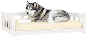 Cama para cães 105,5x75,5x28 cm madeira de pinho maciça branco
