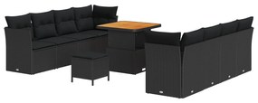 vidaXL Conjunto de Sofá de Jardim 11 pcs Preto vime PE