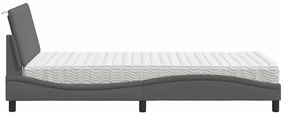 Cama com colchão 100x200 cm tecido cinzento-escuro