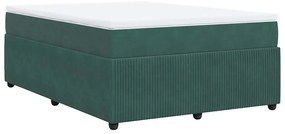 Cama com molas/colchão 140x200 cm veludo verde-escuro
