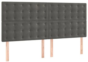 Cama com molas/colchão 180x200 cm veludo cinzento-escuro