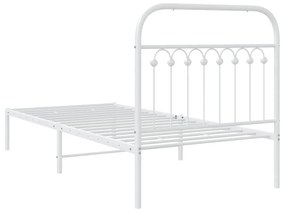 Estrutura de cama com cabeceira 90x190 cm metal branco