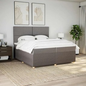 vidaXL Cama com molas/colchão 200x200 cm tecido castanho-acinzentado