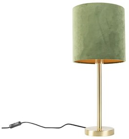 Candeeiro de mesa botânico em latão com cúpula verde 25 cm - Simplo Moderno