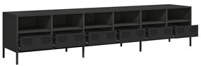 Móvel de TV 202x39x43,5 cm aço laminado a frio preto