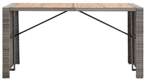 9 pcs conjunto bar p/ exterior vime PE madeira acácia cinzento