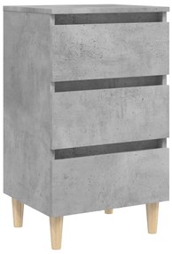 Mesa cabeceira pernas de madeira 40x35x69 cm cinzento cimento