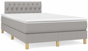 Cama box spring c/ colchão e LED 120x190 cm tecido cinza-claro