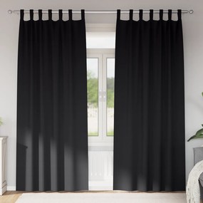 Cortinas opacas com cortinas 2 pcs Preto 225 x 140 cm Poliéster