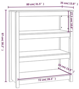 Estante 80x35x97 cm madeira de pinho maciça branco