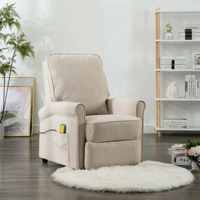 vidaXL Poltrona de massagens tecido cor creme