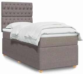 Cama com molas/colchão 90x200 cm tecido castanho-acinzentado
