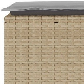 Banco de jardim com almofadão 110x40x44 cm vime PE bege