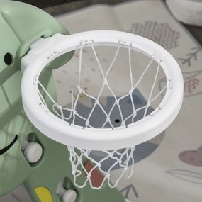 Escorrega infantil para crianças acima de 2 anos com cesta de basquete Interior e exterior carga 25 kg Acessórios incluídos 160x35x68 cm Verde e