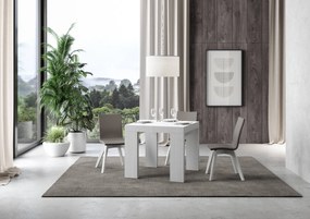 Mesa jantar sala, cozinha extensível Roxell 90x90 extensível 246 cm Branco cinza