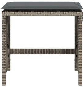 Bancos jardim com almofadões 4 pcs 41x41x36 cm vime PE cinzento