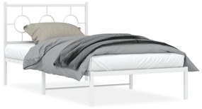 Estrutura de cama com cabeceira 100x190 cm metal branco