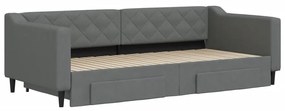 Sofá-cama c/ gavetão e gavetas 90x200 cm tecido cinzento-escuro