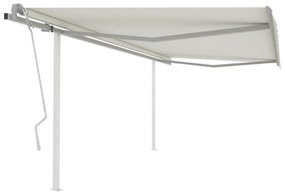 vidaXL Toldo retrátil manual com postes 4,5x3 m cor creme