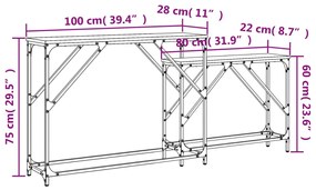 Mesas consola de encastrar 2 pcs deriv. madeira cinzento sonoma