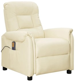 vidaXL Cadeira de massagens couro artificial cor creme