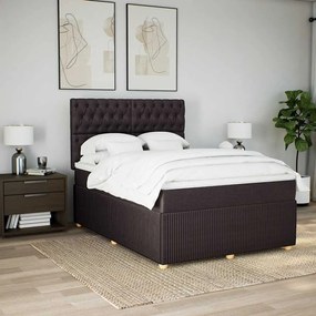 Cama com molas/colchão 160x200 cm tecido castanho-escuro