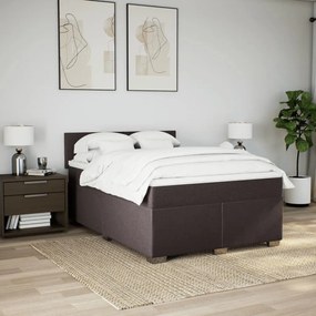 Cama com molas/colchão 140x200 cm tecido castanho-escuro